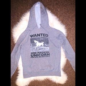 Unicorn Graphic Gray White Hoodie Sweatshirt Sweater